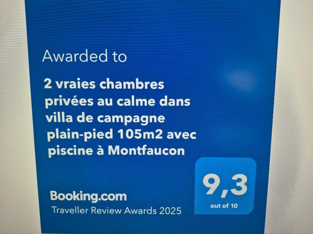 2 Vraies Chambres Privees Au Calme Dans Villa De Campagne Plain-Pied 105M2 Avec Piscine A Montfaucon Montfaucon  Экстерьер фото